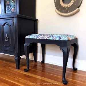 eggplant-painted-seat-with-upholstery, painted furniture, reupholstered seat, vintage furniture