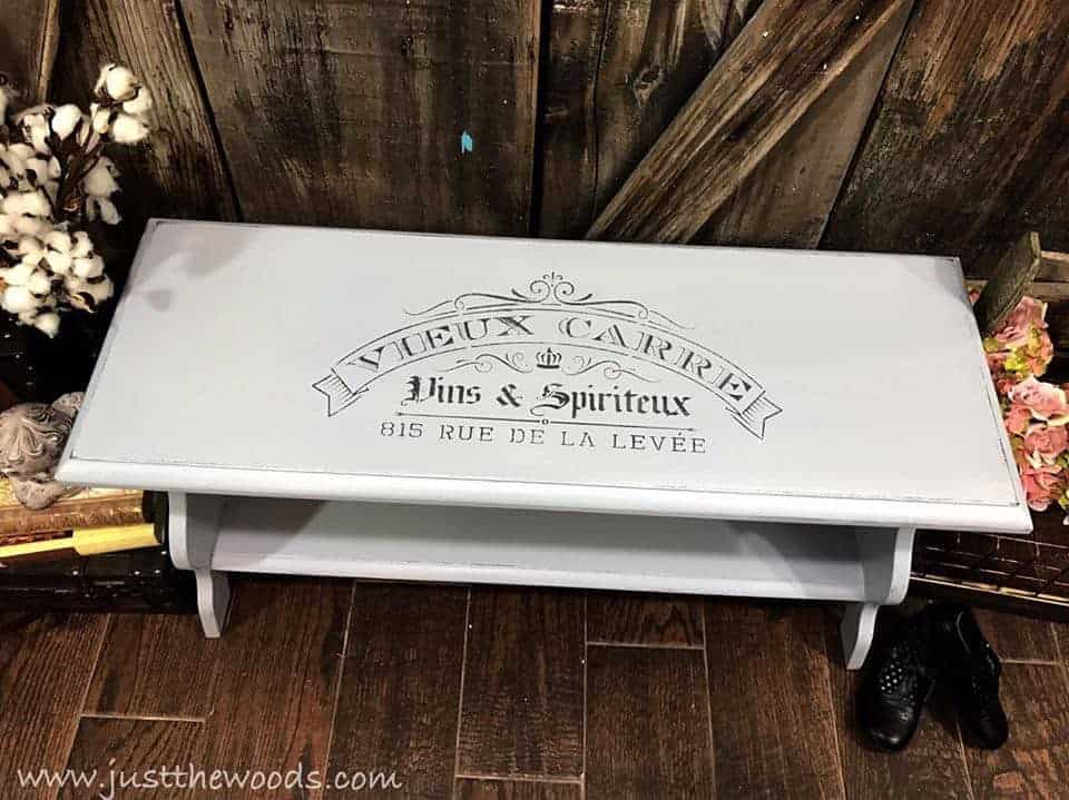 french stencil bench, Build your own bench, stenciled bench, upcycle bench