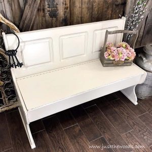 off-white-painted-farmhouse-bench, painted bench, painted furniture, chalk paint, pure home paint, vintage lace