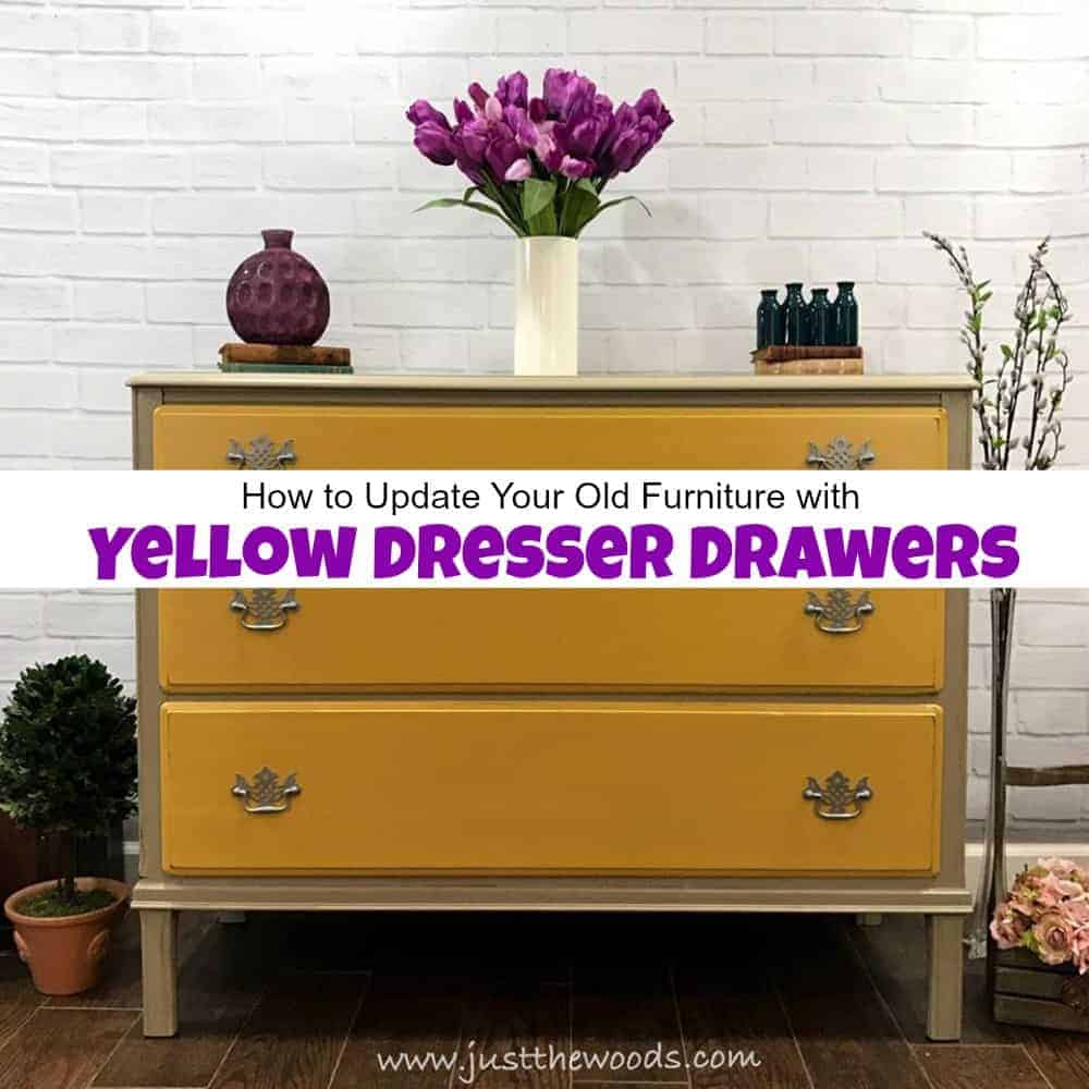 Vintage Painted Dresser With Yellow Drawers