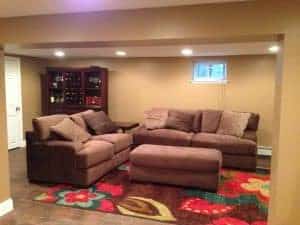 living-area, Concrete to Complete - a basement remodel, basement makeover, finished basement