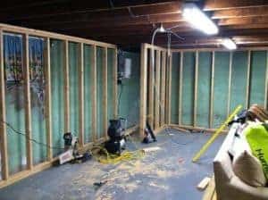 basement, unfinished basement, framing walls, concrete basement, basement makeover ideas