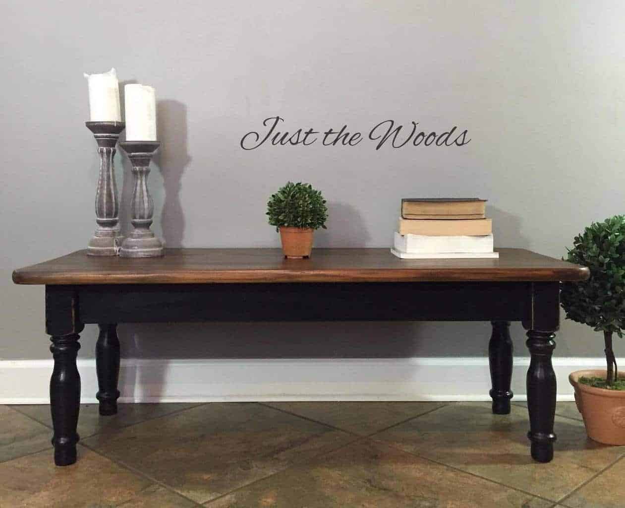 black-distressed-coffee-table, painted furniture, black paint, chalk paint