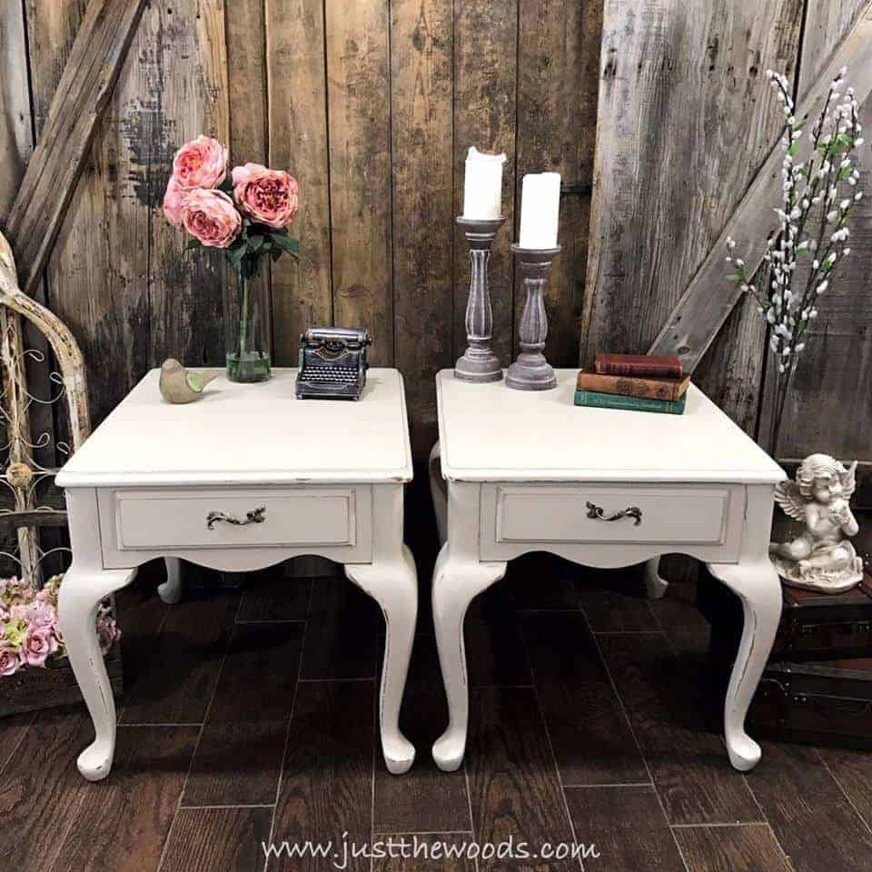 chalk-painted-end-tables, painted furniture, staten island, shabby chic