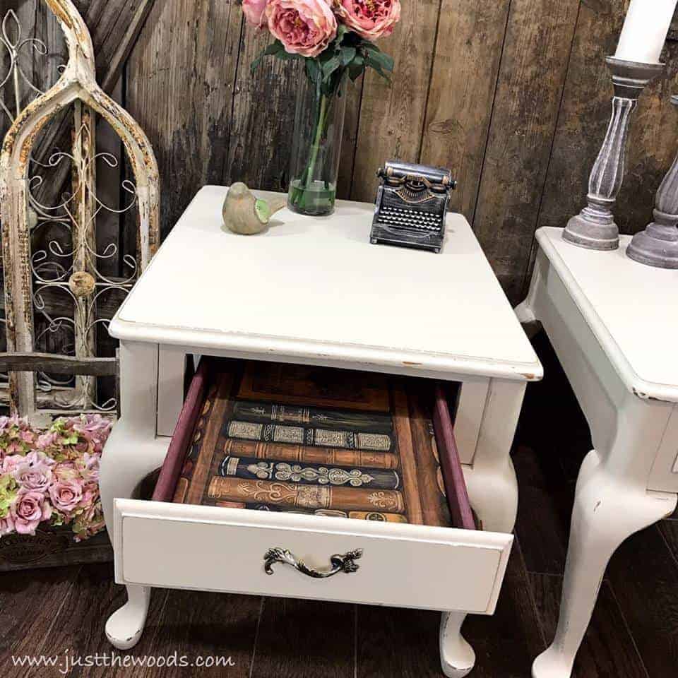 dixie-delle-drop-cloth, painted tables, painted end tables, just the woods