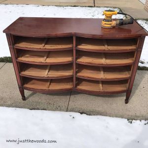 electric-sander-to-dresser, farmhouse style, painted furniture, staten island