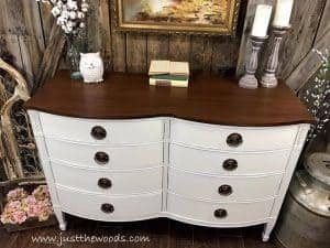 farmhouse-dresser-painted-white-with-stain, white painted furniture, painted dresser, drexel