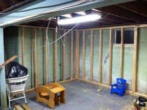 frame-walls-in-basement, basement remodel, makeover