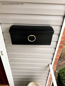 gold-and-black-chalk-paint, painted mailbox