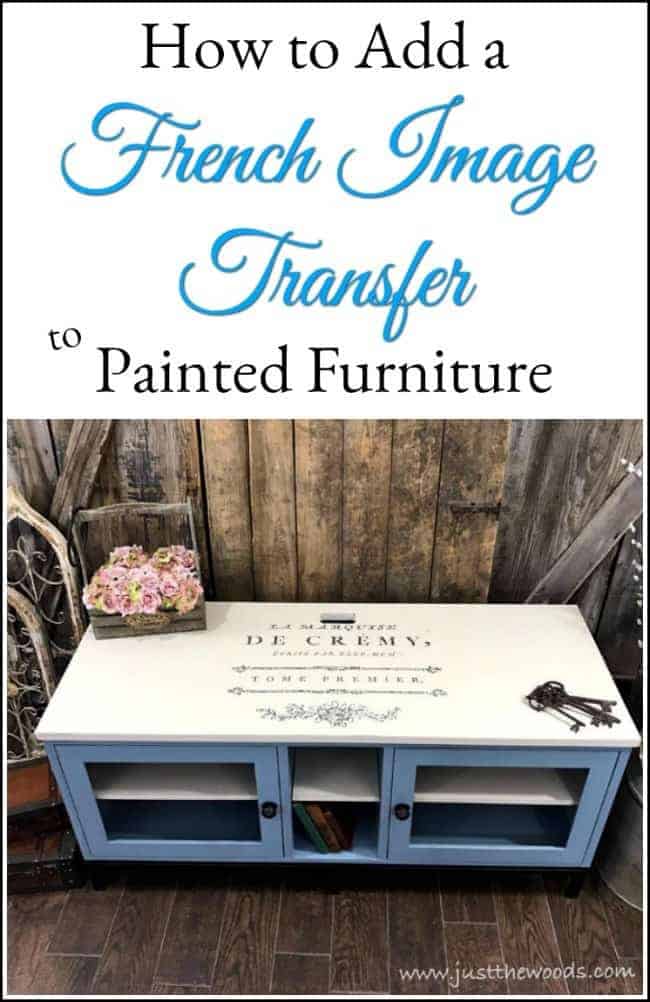 Painted Media Console with French Image Transfer by Just the Woods