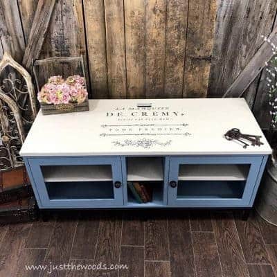 Painted Media Console with Image Transfer