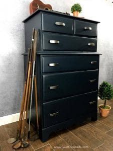 navy-painted-furniture, blue dresser, painted blue dresser, blue painted tallboy, just the woods, staten island