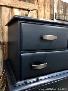 pewter-hardware, navy painted dresser, blue painted dresser, just the woods, blue dresser, painted blue dresser