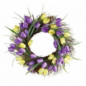 purple-and-yellow-tulip-wreath-door-decor, floral wreath, spring wreaths, staten island