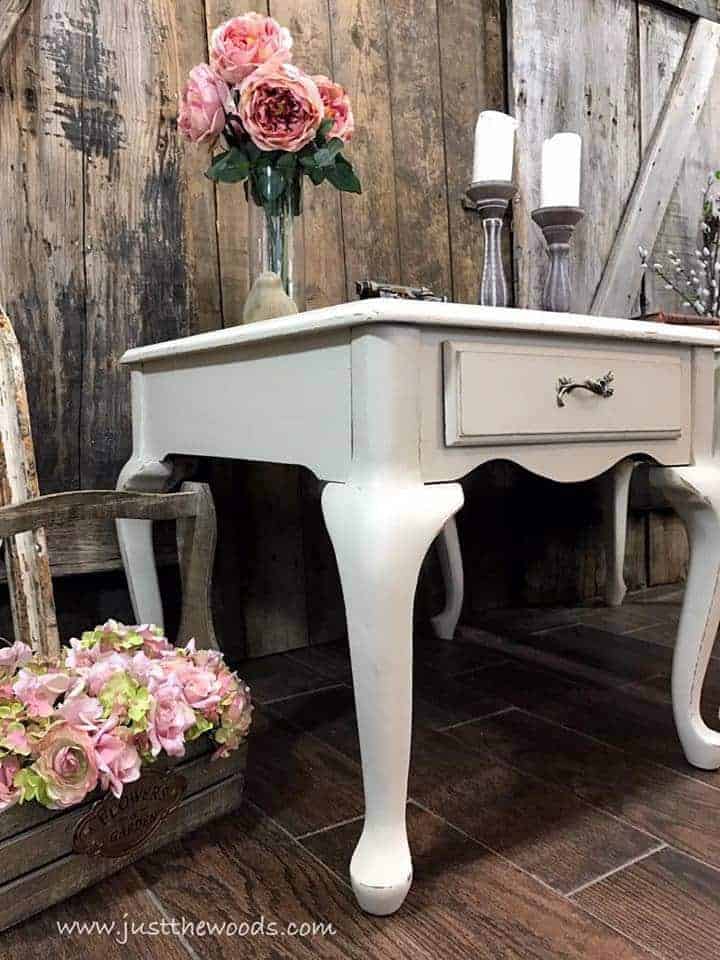 queen-anne-legs, chalk paint, painted tables, just the woods, shabby chic furniture