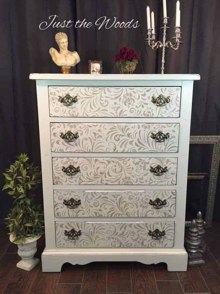 shabby-chic-stenciled-dresser, shabby chic dressers