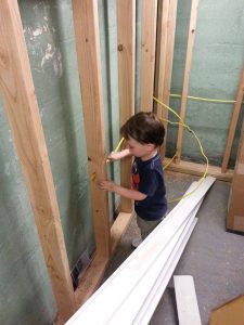 teach-them-young, installing electrical wires, basement renovation