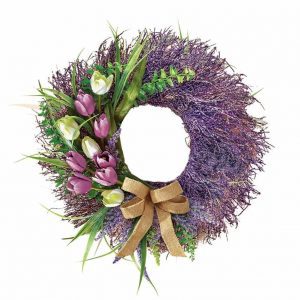 tulips-and-lavender-berries-wreath, spring wreaths, spring decor