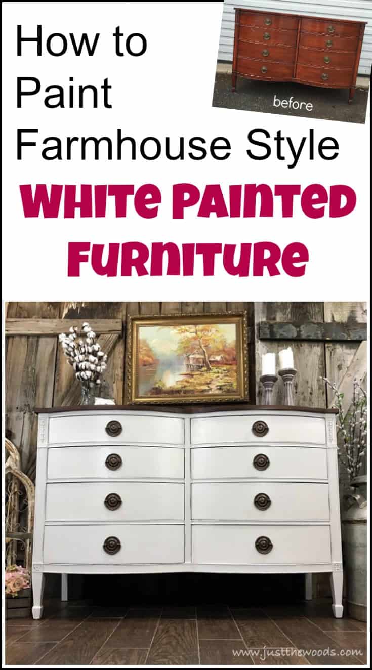 How to get farmhouse white painted furniture when confronted with bleed through issues while painting furniture #farmhousepaintedfurniture #whitepaintedfurniture #painteddresser #distressedpaintedfurniture #distressedpainteddresser #distressedchalkpaint #farmhousepainteddresser #offwhitepaintedfurniture #painteddrexelfurniture #painteddrexeldresser #whitepainteddresser