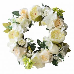 white-rose-spring-door-decor, spring wreaths, floral wreath, spring door