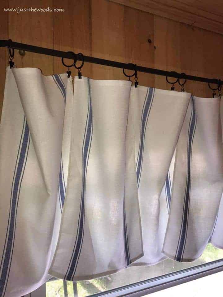 blue and white curtains, easy curtains, no sew curtains