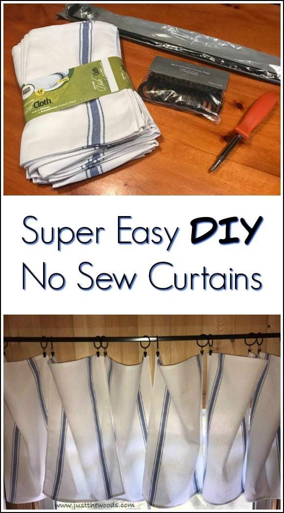 no sew curtains, diy curtains, kitchen towel curtains