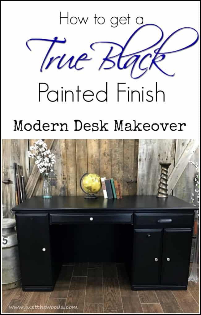 Desk Makeover in a Modern True Black Painted Finish