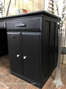 no-distressing, black painted furniture, black painted desk, modern desk, black desk