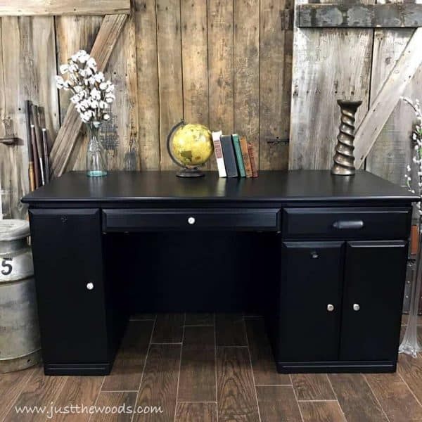 Desk Makeover in a Modern True Black Painted Finish