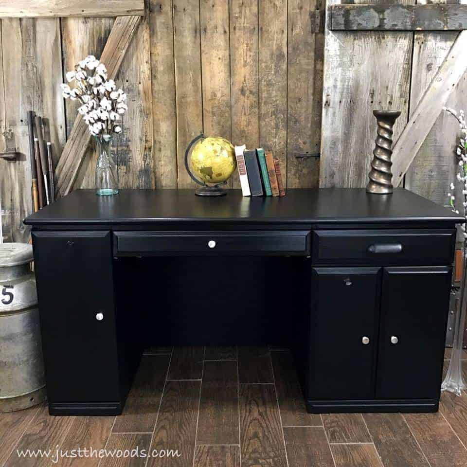 Desk Makeover in a Modern True Black Painted Finish