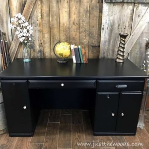 painted-furniture-staten-island, desk makeover, painted desk, black modern desk