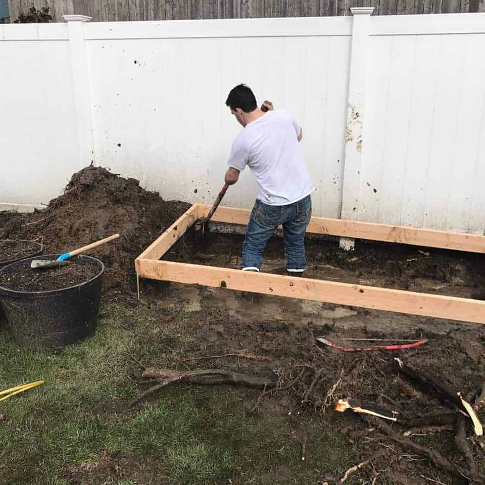 place-frame, frame for concrete floor, build shed, framing shed floor