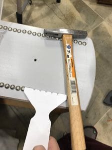 upholstery-hammer-and-spacer, nail heads, upholstery tacks, nailheads