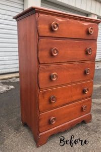 vintage-maple-chest-of-drawers, vintage dresser with oversized round wooden knobs, maple dresser, staten island