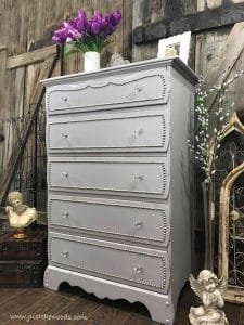 vintage-painted-dresser, nailhead dresser, silver studs, staten island, new york, painted furniture