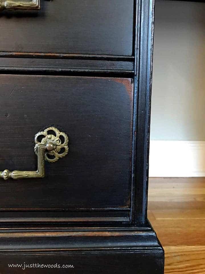 Leather Top on a Vintage Desk / black distressed painted desk / black chalk paint / painted furniture / staten island