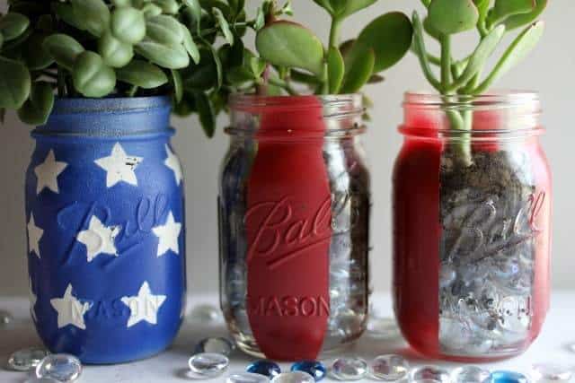 Easy DIY Patriotic Decor for the 4th of July Easy DIY Patriotic Decor for the 4th of July, red, white and blue candles, pallet flag, mason jar projects, patriotic door decor, USA sign, mantel decor, porch decor, americana