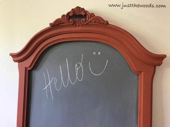 hello on diy chalkboard with paprika frame, burnt orange chalk paint, chalkboard