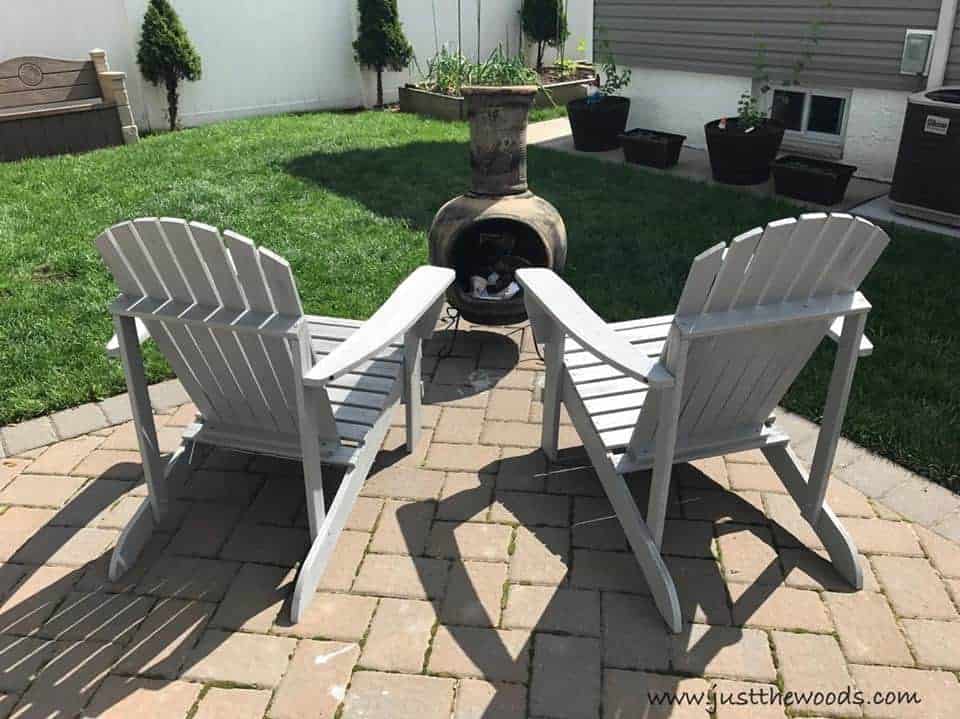 Painting backyard Adirondack Chairs with HomeRight Finish Max Extra, outdoor chairs, gray painted chairs