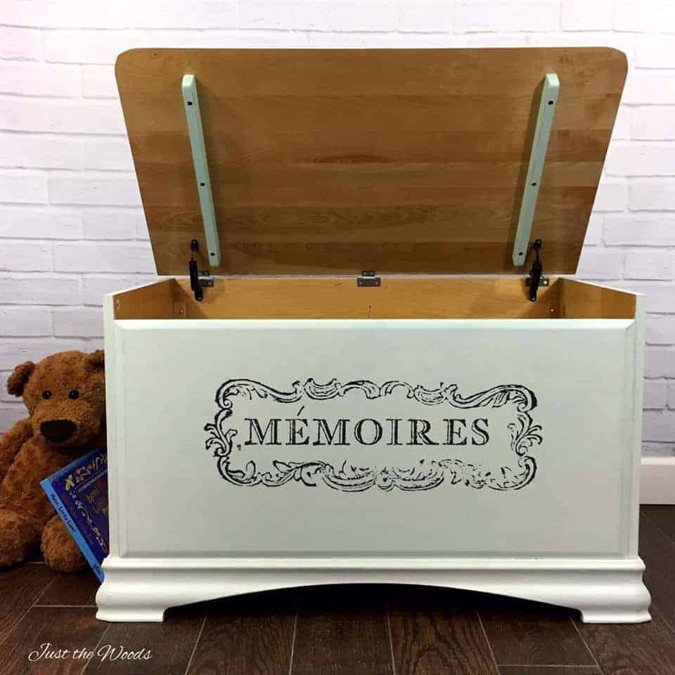 DIY Toy Storage Ideas, modern toy box with french image transfer, diy toy box ideas, kids toy storage ideas, 