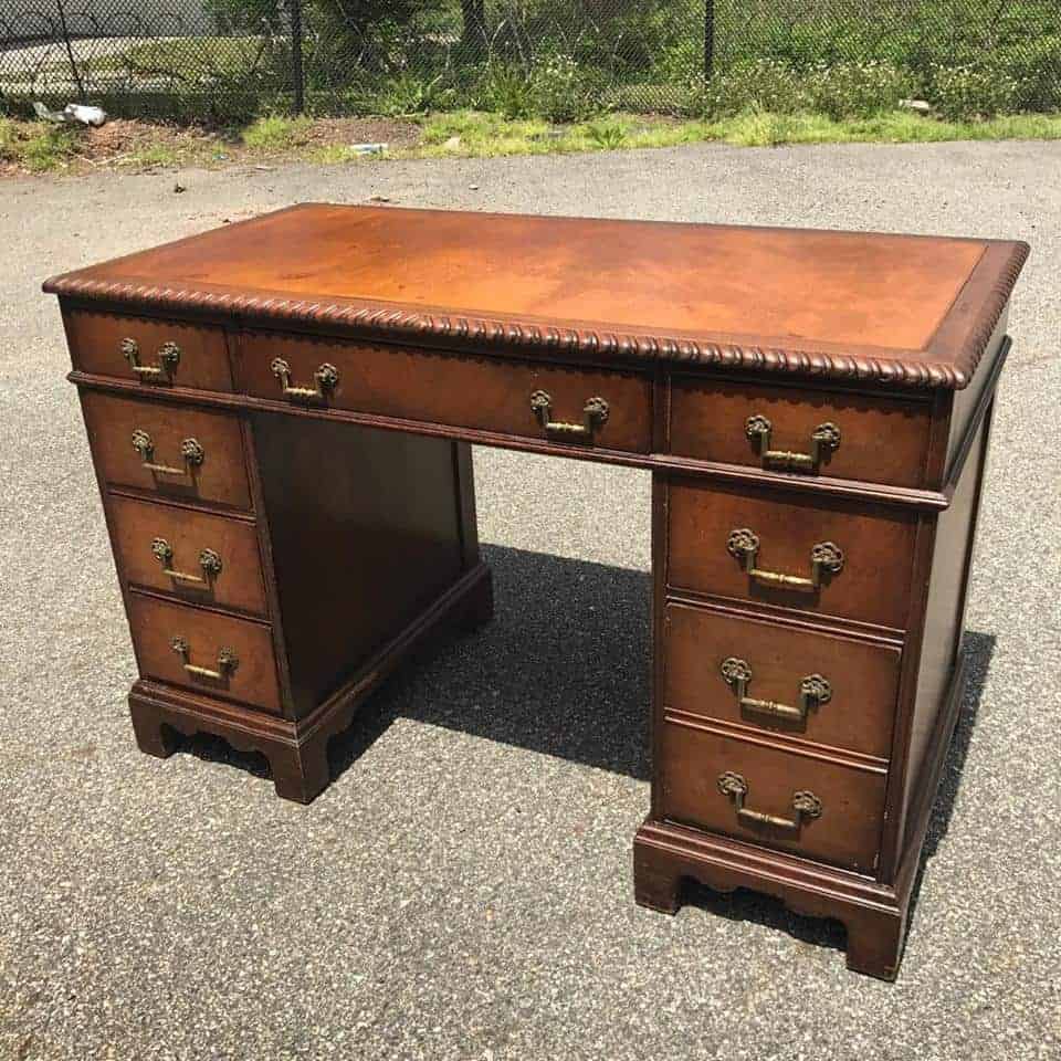Antique store leather desk