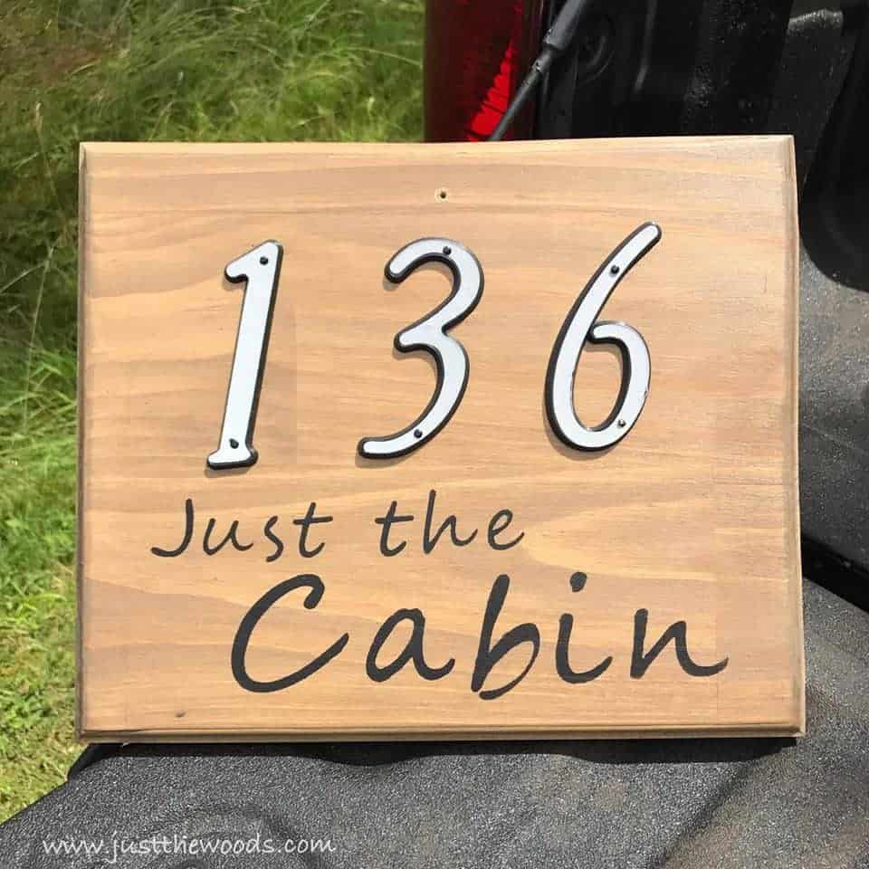 See how to make a custom address sign with scrap wood, a DIY stencil, and stain. Use pre-made house numbers or stencil them yourself with this easy DIY project and Cricut. Rustic address plaque, home sign, number sign, house number sign. 