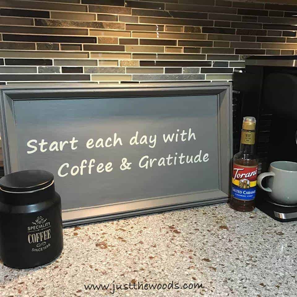 How to Make a Coffee Bar Sign from a Thrift Store Find, coffee station, coffee and gratitude