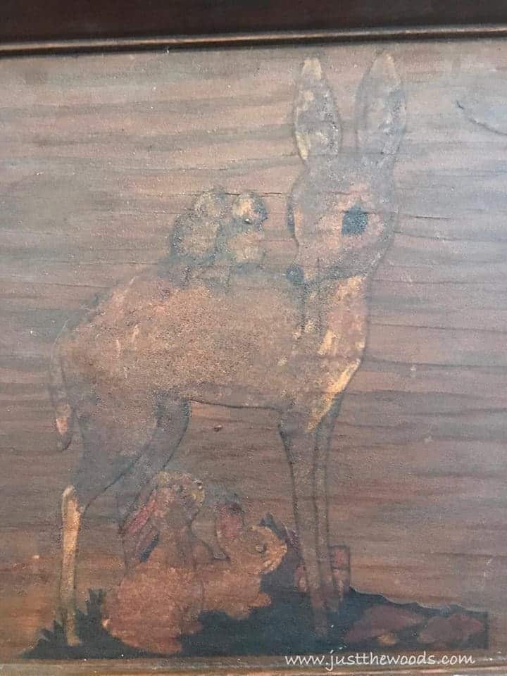 wooden sign, thrift store find, wooden deer