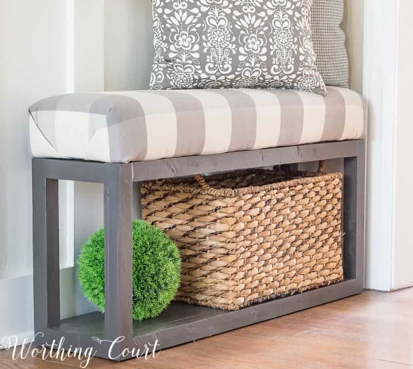 build farmhouse bench, upholster bench, how to build