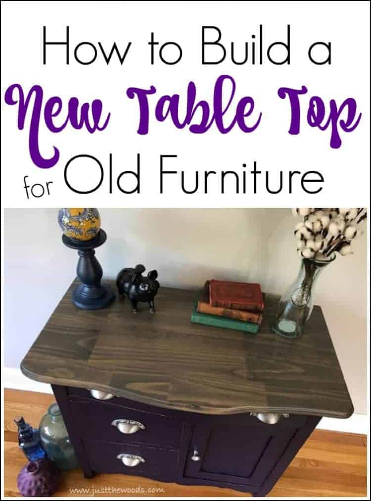 Build a New Table Top for a table, eggplant cabinet, painted furniture, weathered gray wood stain top