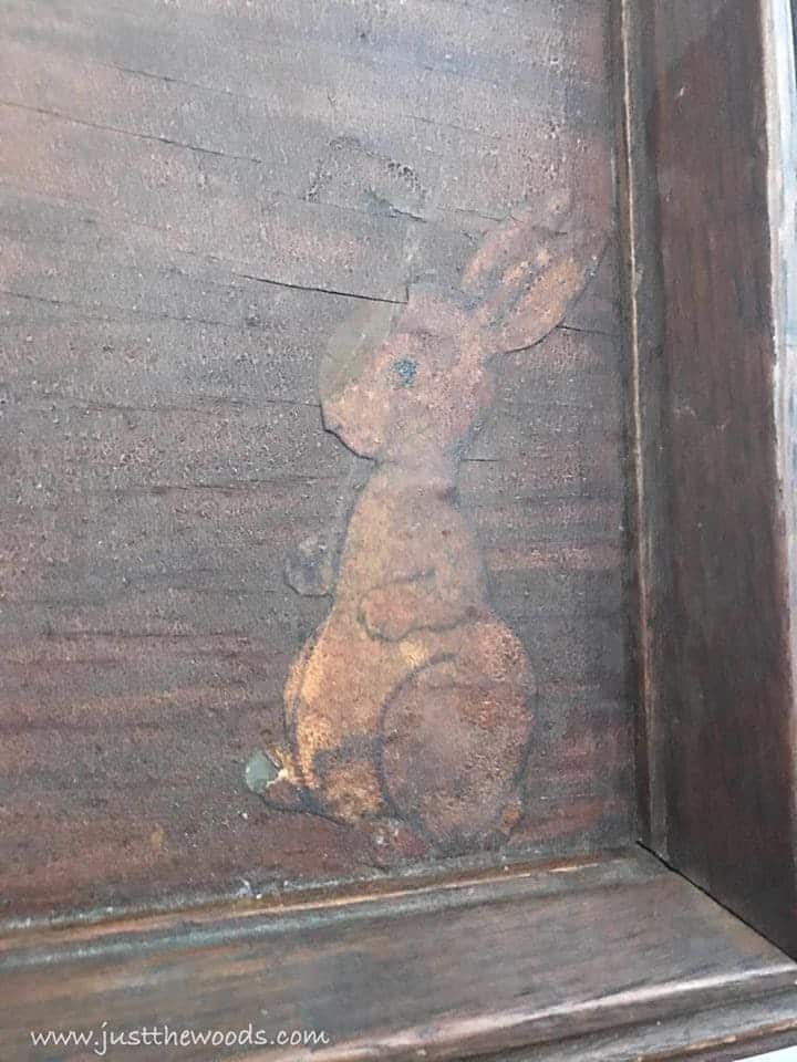 thrift store sign, wooden sign, bunny, 