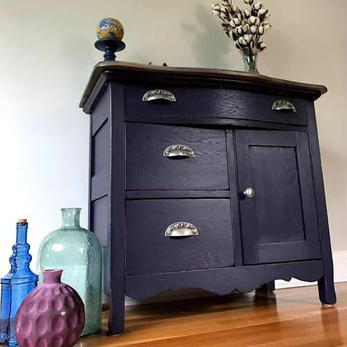 How to Build a New Table Top for Old Furniture , eggplant purple painted furniture