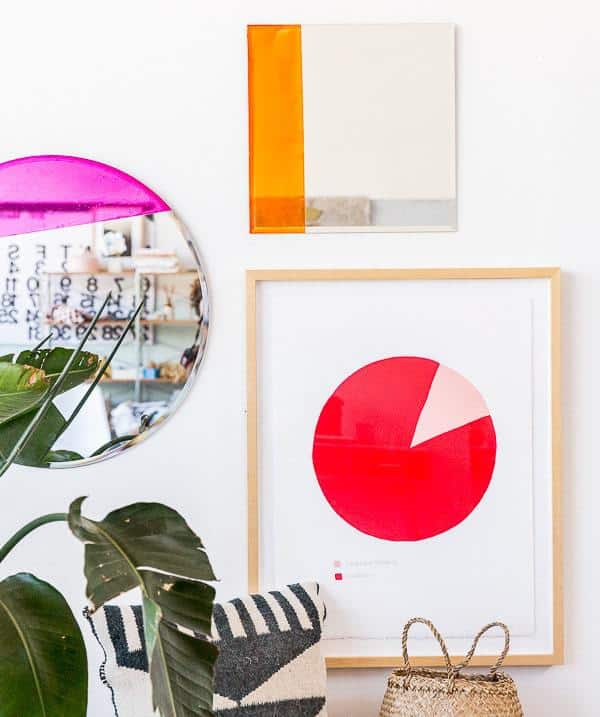 colorblock, painted mirror, colorblocked mirror, diy, colorful mirrors