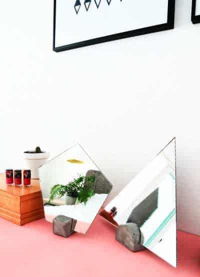 diy mirror, concrete vanity mirror